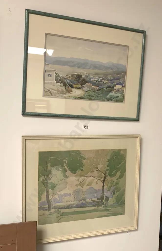 G. Nelson Watercolour "Wellington From Mezzines Road Karori" Together With Other Watercolour By Same Hand Image 1++