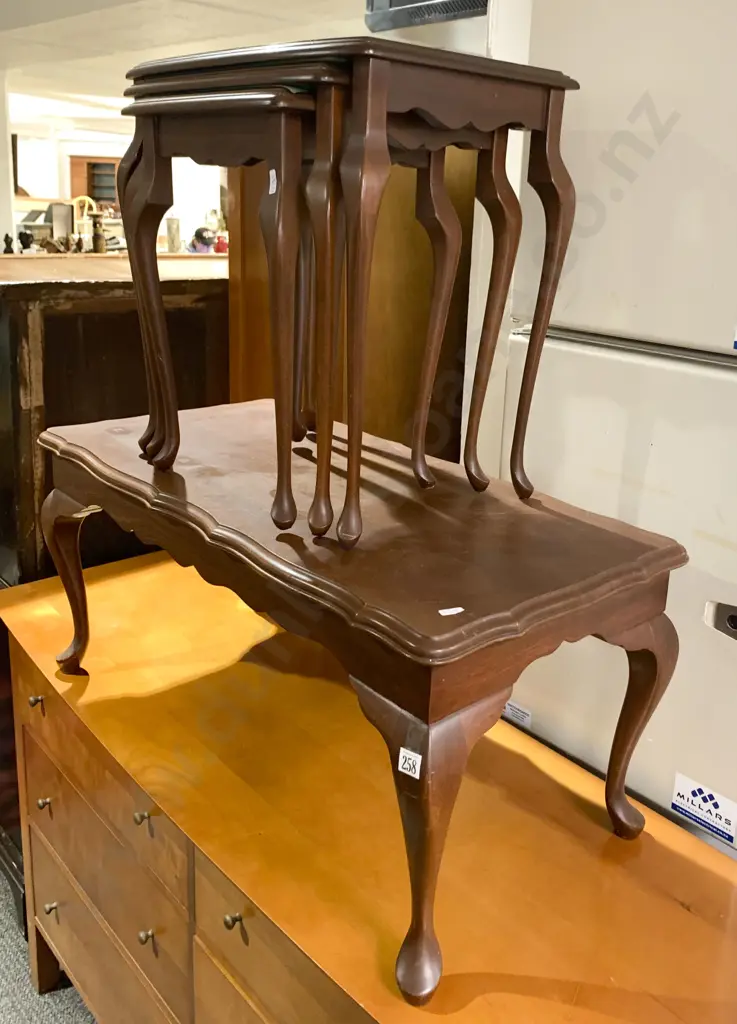 Mahogany Three Piece Nest of Tables Together With Coffee Table Image 1++