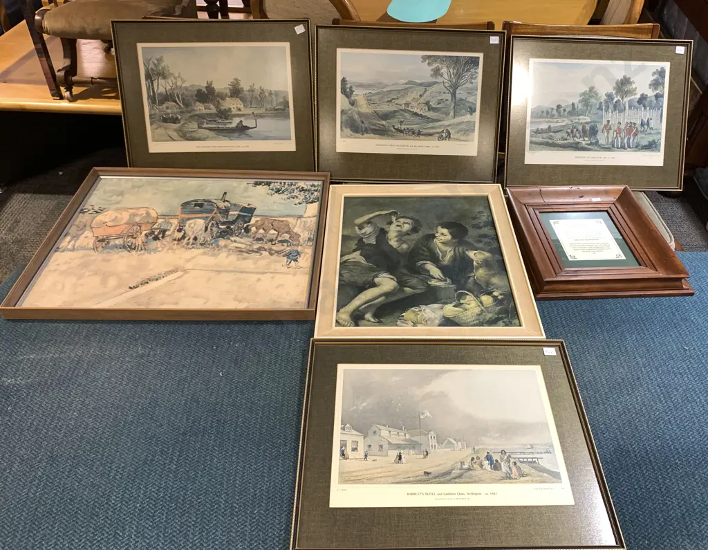 Seven Framed Prints incl. Historical Image 1++