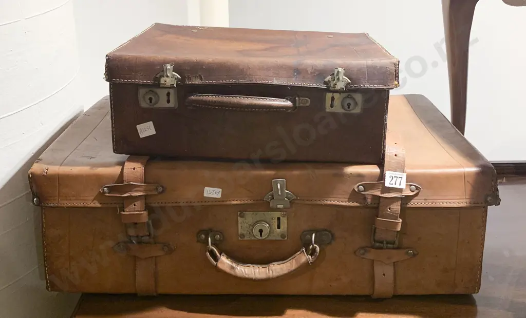 Leather Suitcase Together With Leather Briefcase Image 1++