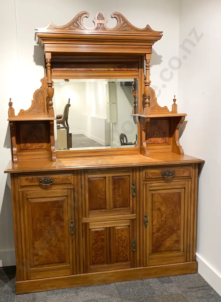 NZ Colonial Small Proportion Kauri Mirror Back Sideboard Image 1++