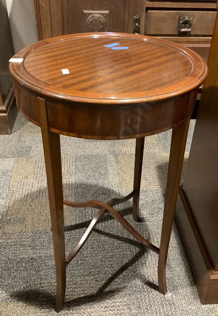 C. 1950s Mahogany Circular Work Table Image 1++