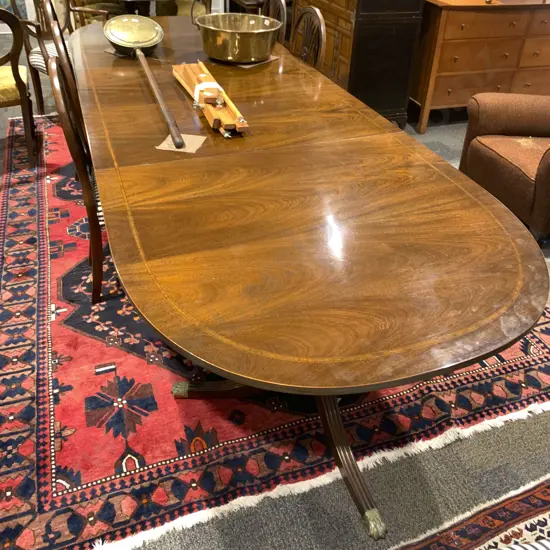 Georgian Style Mahogany Three Pillar Dining Table