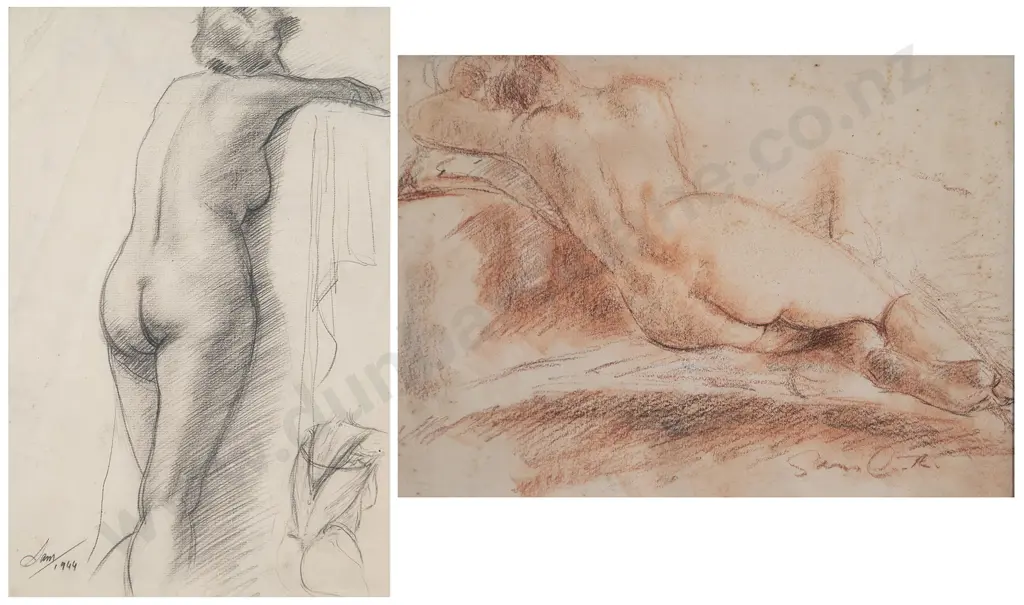 Sam Cairncross (1913-76) - Two Female Nude Studies Image 1++