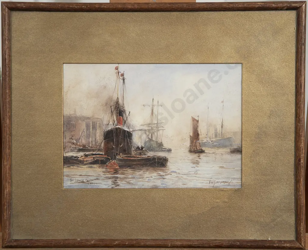 F W Scarborough (British 1860-1939) - The Lower Pool London Image 1++