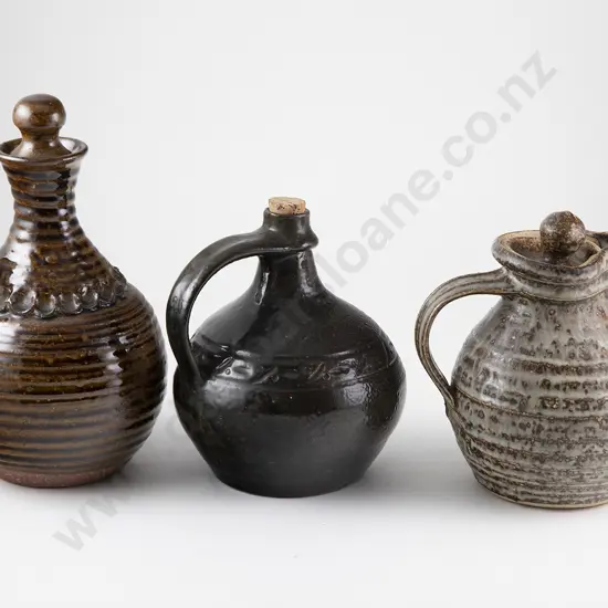 Three Various NZ Pottery Flagons