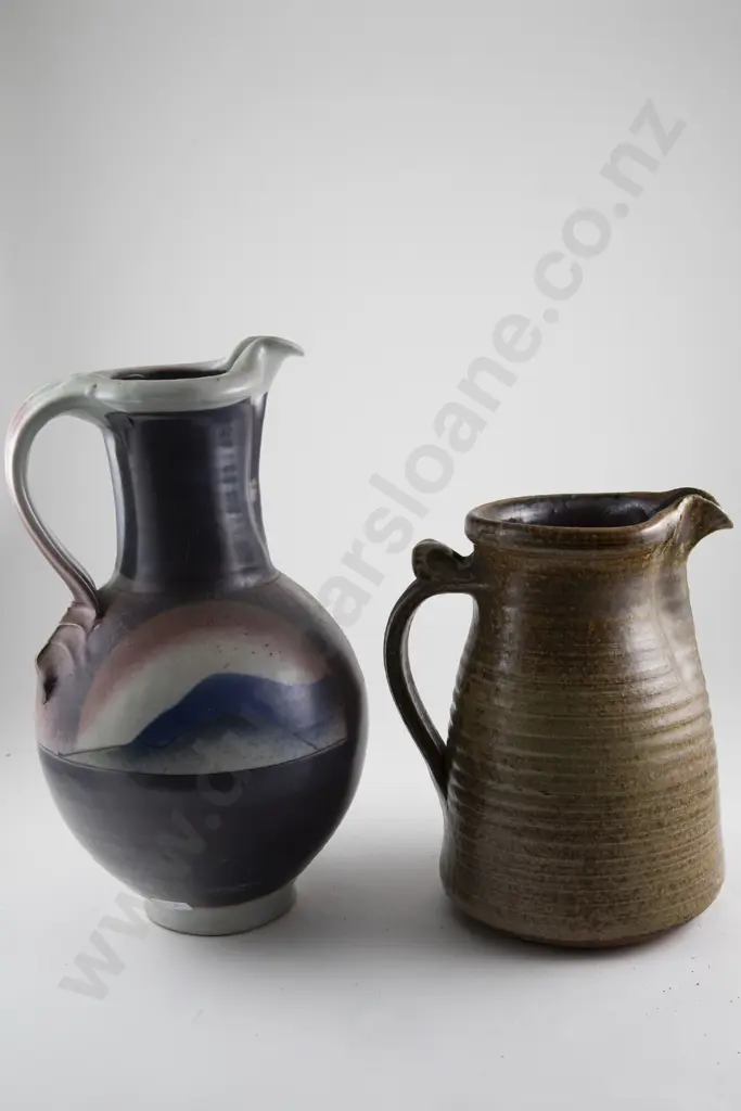 Two NZ Pottery Ewers Image 1++