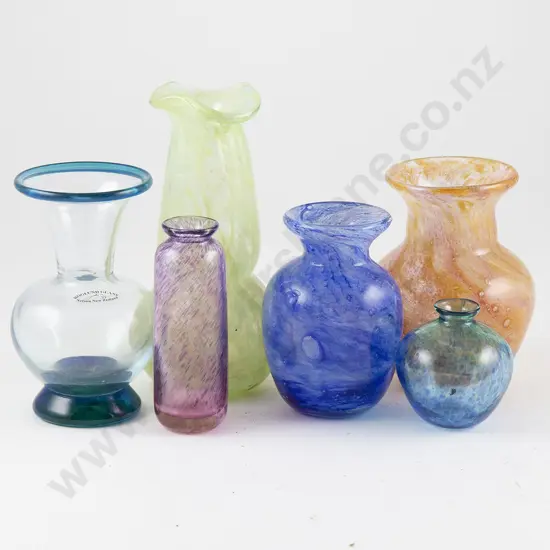 Three Reg Kempton Handblown Vases with three other Hoglund (6)