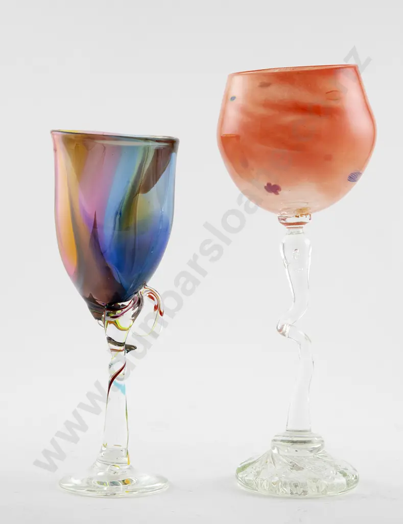Two Hand Blown Glasses one signed & dated Viesnik 99 Image 1++