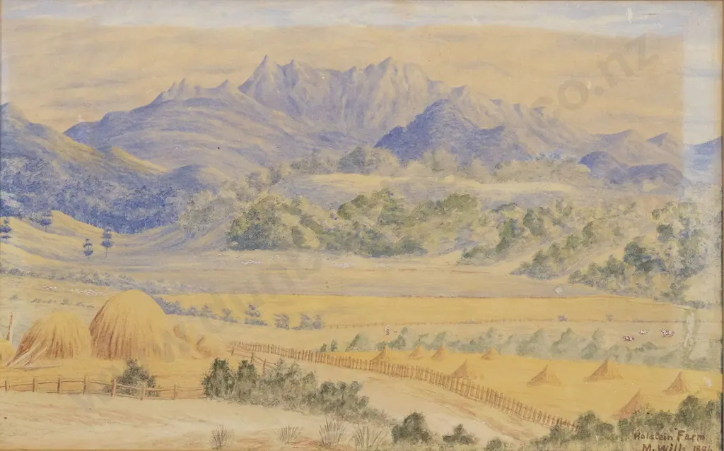 Mary Wills (nee Wykes) - Two NZ Colonial Watercolours Image 1++
