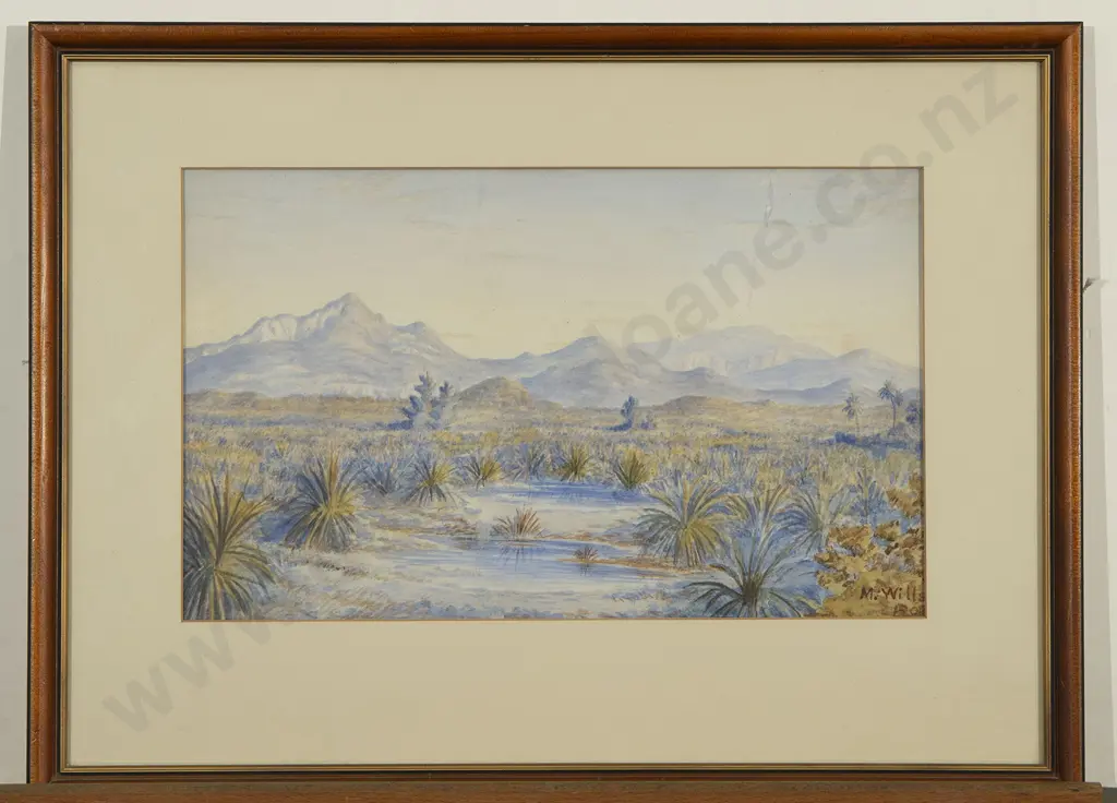 Mary Wills (nee Wykes) - Two NZ Colonial Watercolours Image 1++