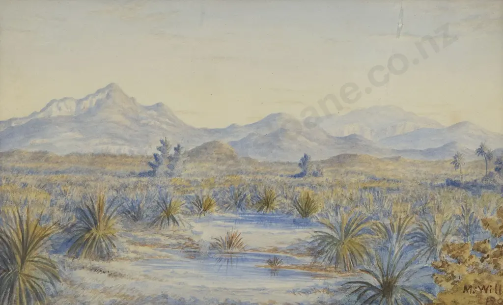Mary Wills (nee Wykes) - Two NZ Colonial Watercolours Image 1++