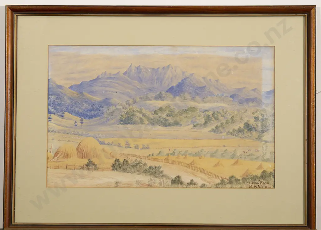 Mary Wills (nee Wykes) - Two NZ Colonial Watercolours Image 1++