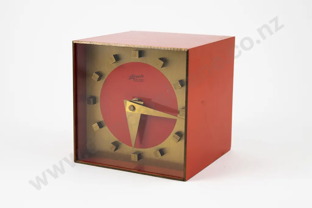 1960s Orange Cube Clock Image 1++