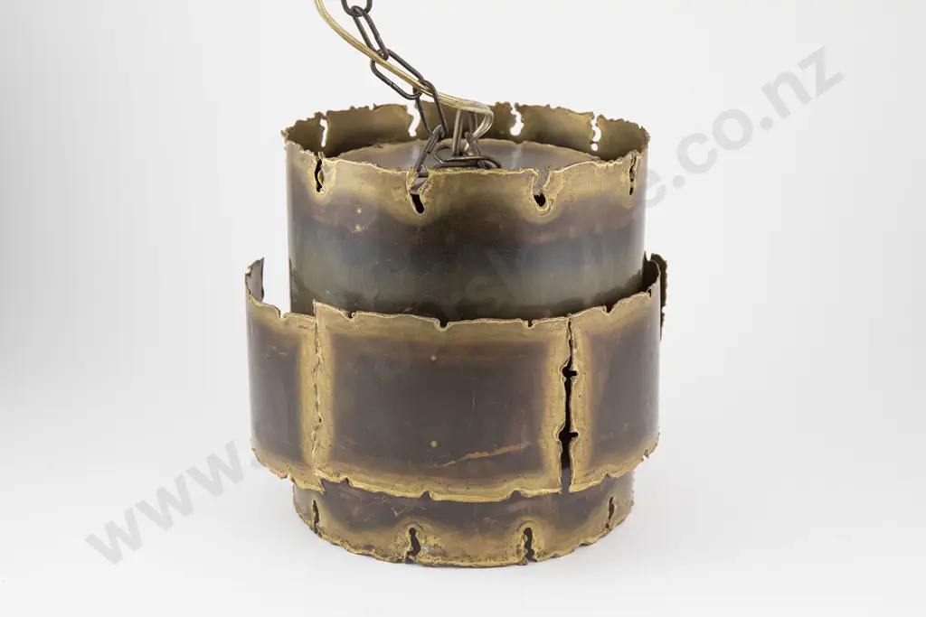 Danish 1960s Brutalist Brass Hanging Light by Holm Sorensen Image 1++