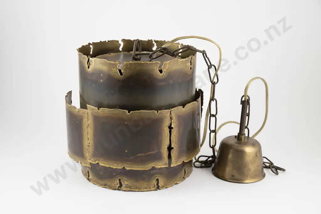 Danish 1960s Brutalist Brass Hanging Light by Holm Sorensen Image 1++