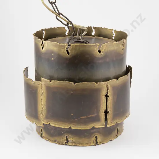 Danish 1960s Brutalist Brass Hanging Light by Holm Sorensen