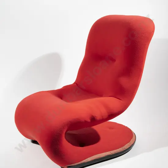 Italian 4P Biomorphic Lounge Chair with Original Red Upholstery