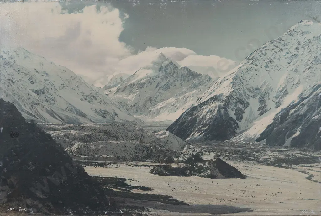 Whites Aviation Hand Coloured Photo of Mt Cook Image 1++