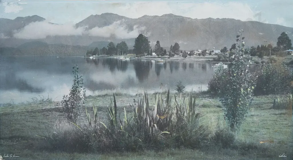 Whites Aviation Hand Coloured Photo of Lake Te Anau Image 1++