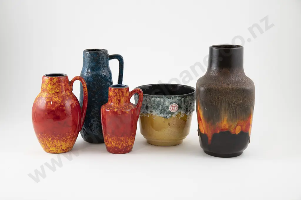 Four German studio pottery vases and a planter Image 1++