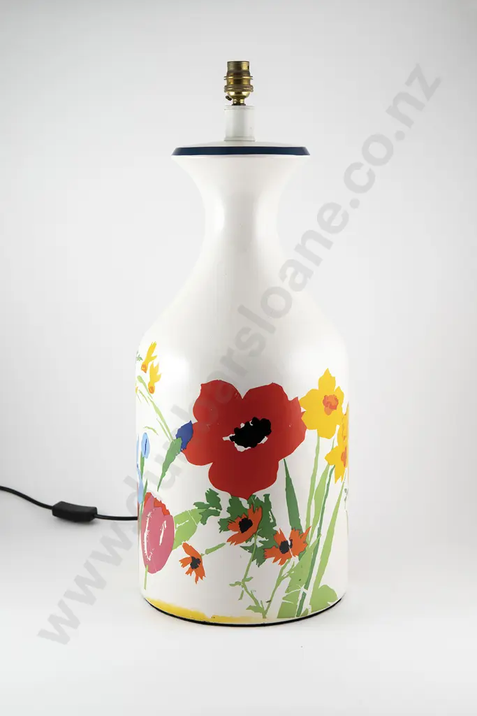 Ceramic Lamp Base Featuring a Flower Motif in the Manner of Andy Warhol Image 1++