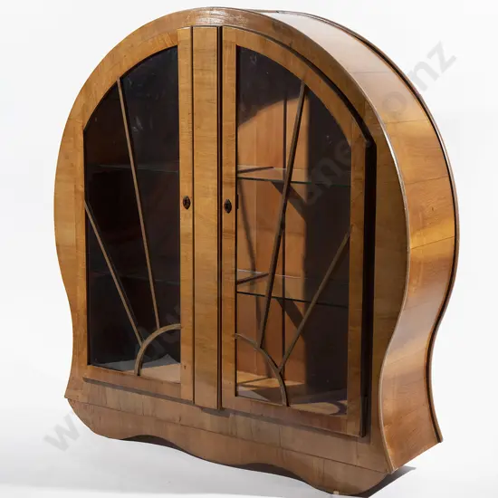 Art Deco walnut display cabinet