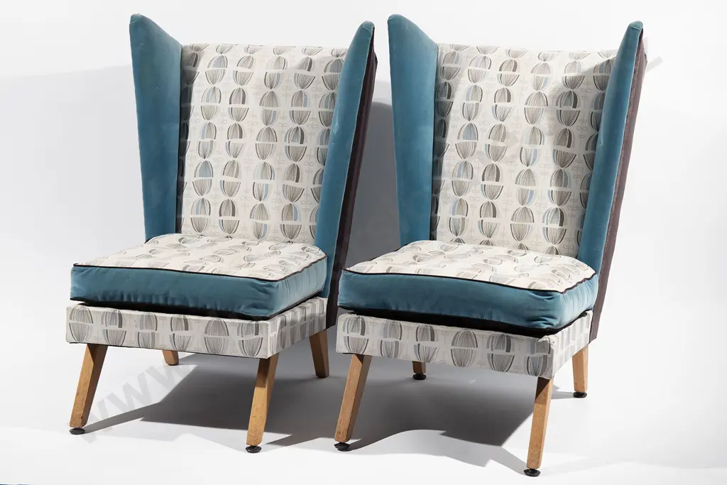 Pair of 1950s Wingback Armchairs Image 1++