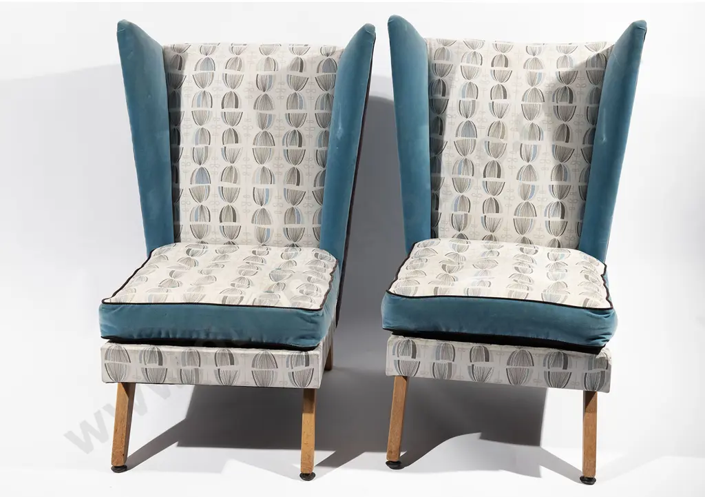 Pair of 1950s Wingback Armchairs Image 1++