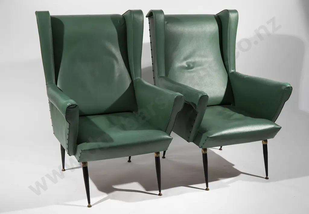 A Pair of Italian 1950s Wingback lounge chairs Image 1++