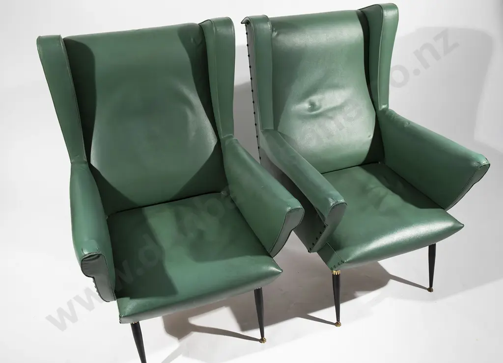 A Pair of Italian 1950s Wingback lounge chairs Image 1++