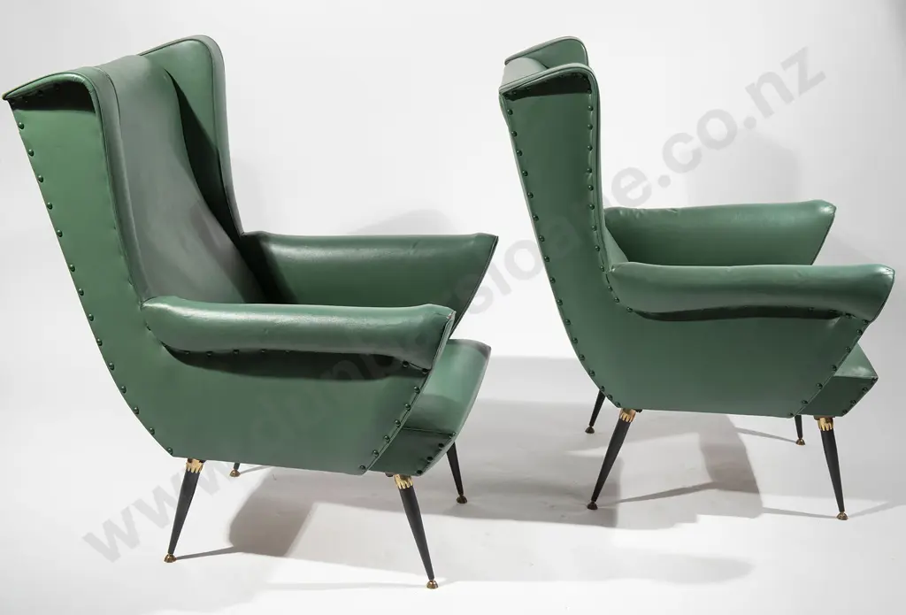 A Pair of Italian 1950s Wingback lounge chairs Image 1++