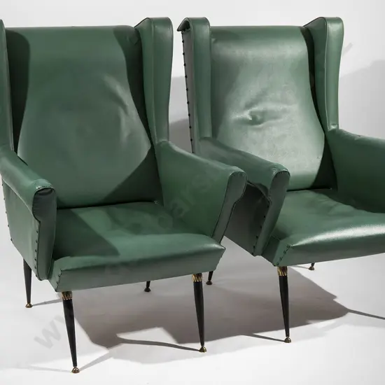 A Pair of Italian 1950s Wingback lounge chairs