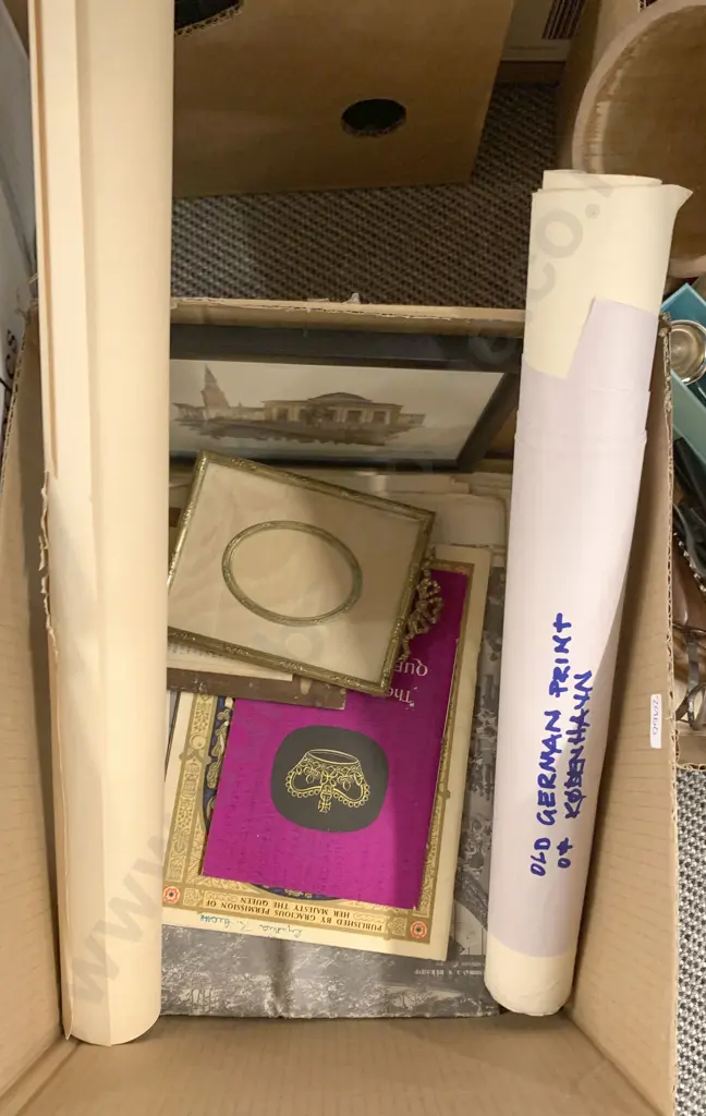 Box of Assorted Vintage including Frames Image 1++