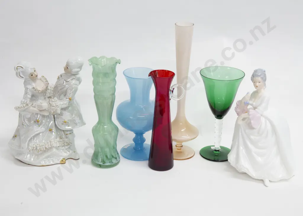 Box of Assorted Art Glass and Ceramic Figures Image 1++