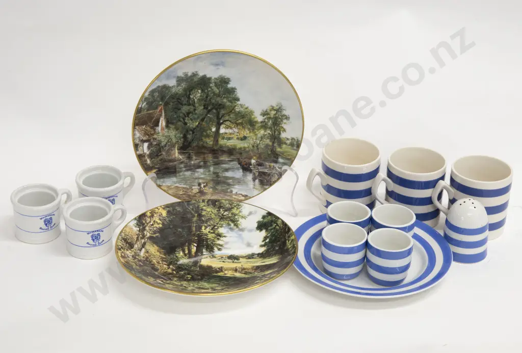 Small Quantity of China and Ceramic including Cornish Ware Egg Cups and Staffordshire Commemorative Plates Image 1++