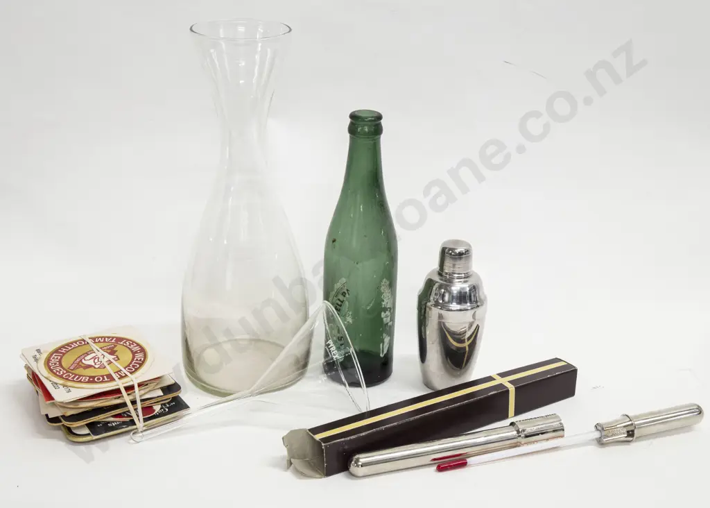 Box of Assorted Drinking Ware and Vintage Bottles Image 1++