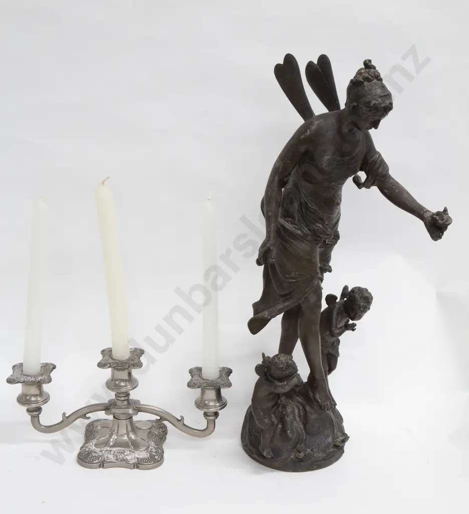 S/P Candelabra Together With Bronze Style Figure Group Image 1++
