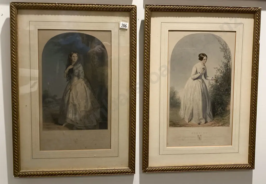 Pair of Victorian Prints "Morning" and "Evening" Image 1++
