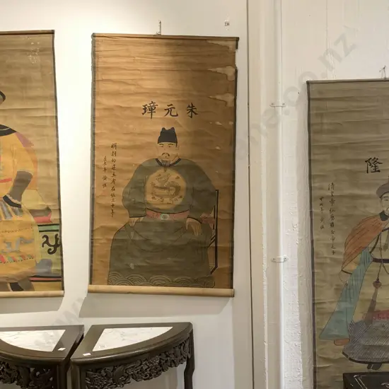 Three Chinese Scroll Paintings of Officials