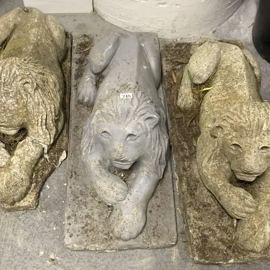 Three Garden Lion Ornaments (one AF)