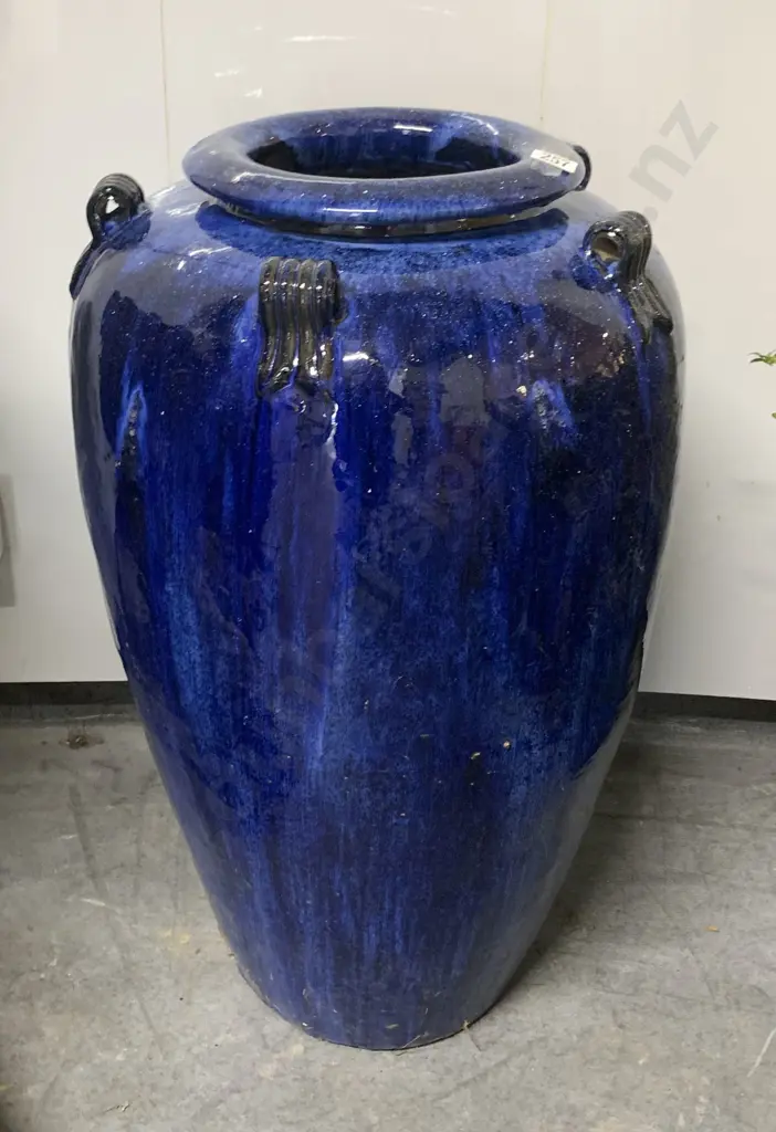 Large Blue Glazed Vase Image 1++