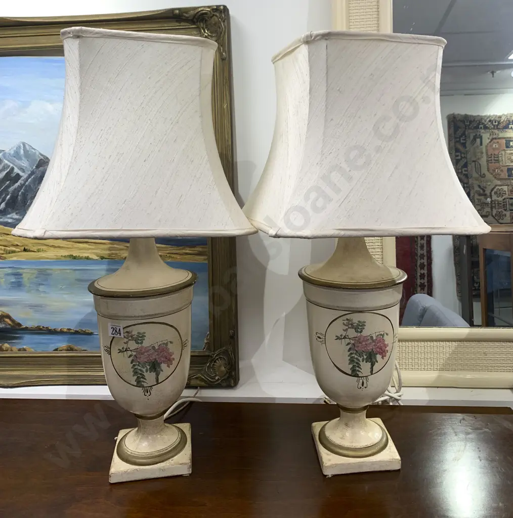 Pair of Painted Table Lamps Image 1++