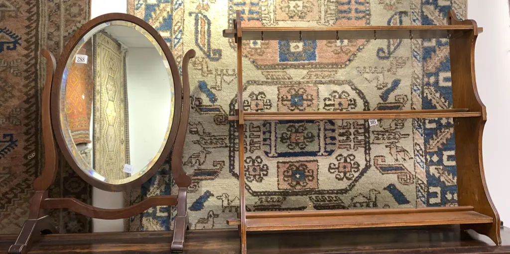Oval Toilet Mirror and Wall Shelf Image 1++