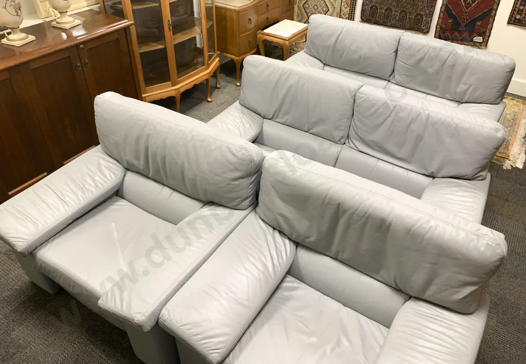 Gray Leather Four Piece Lounge Suite Image 1++