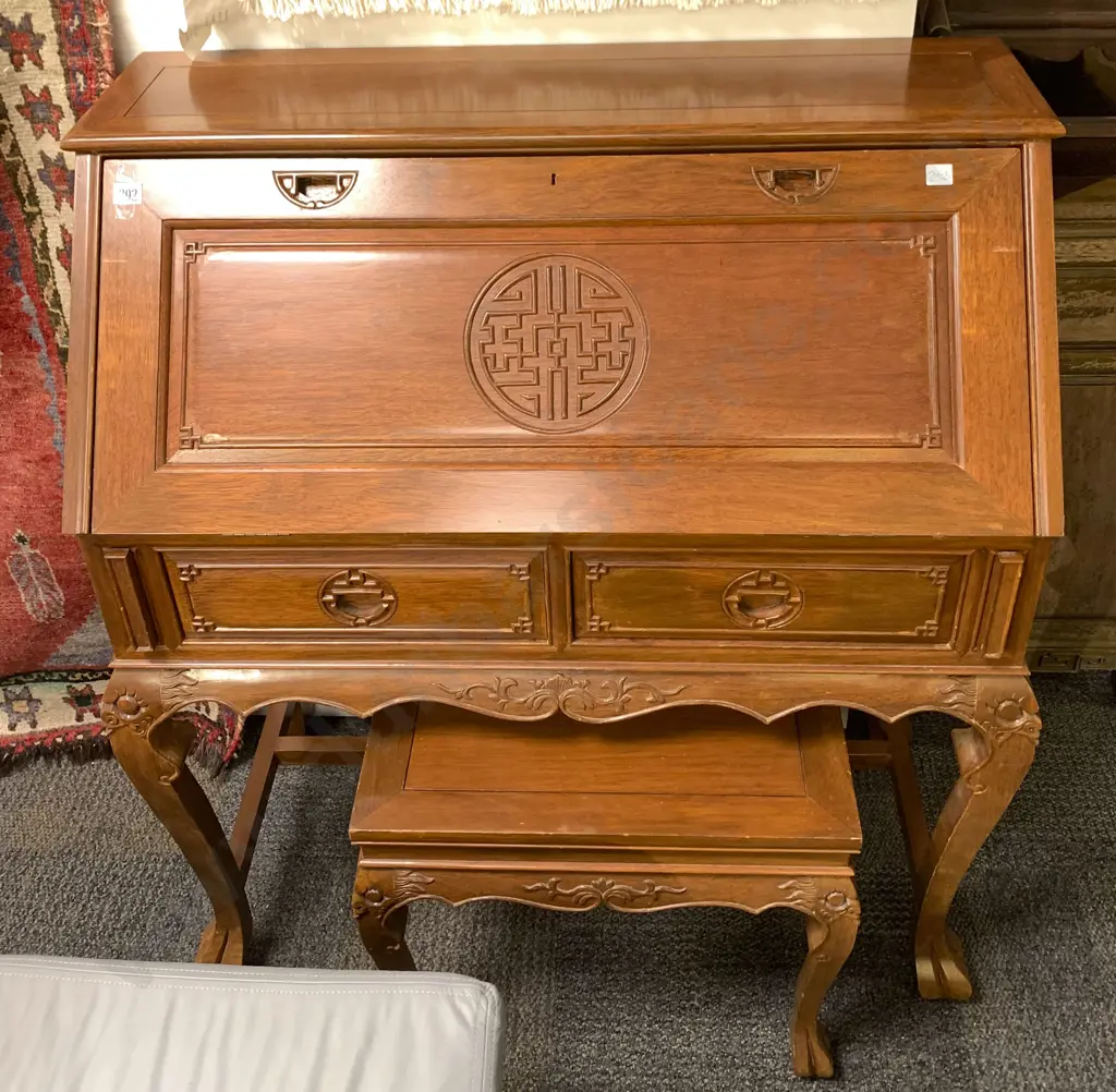 Chinese Rosewood Desk and Stool Image 1++