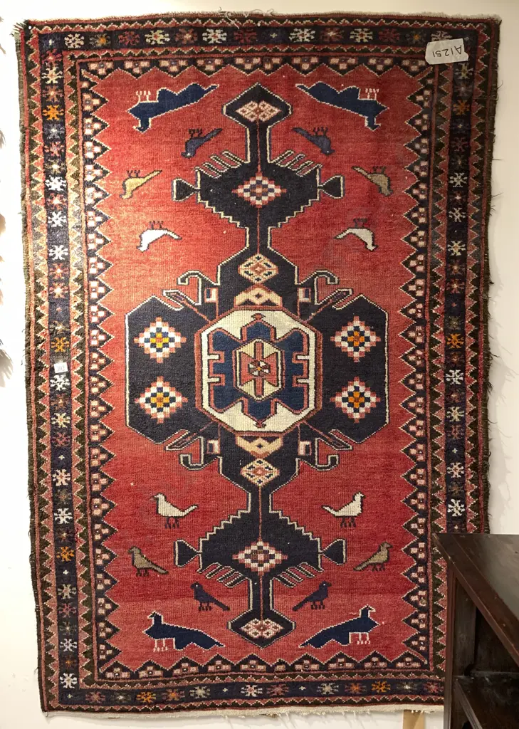 Persian Rug with Medallion and Birds Image 1++