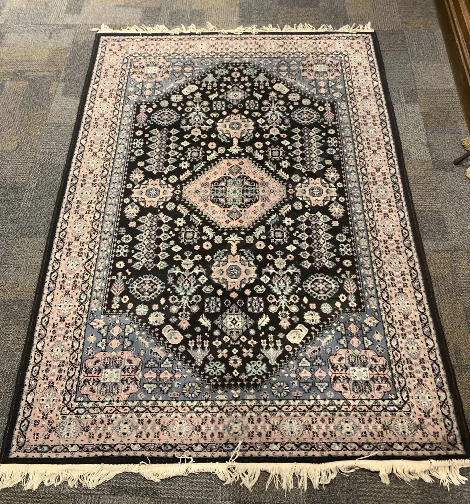 Large Modern Floor Rug with Dark Blue Ground Image 1++