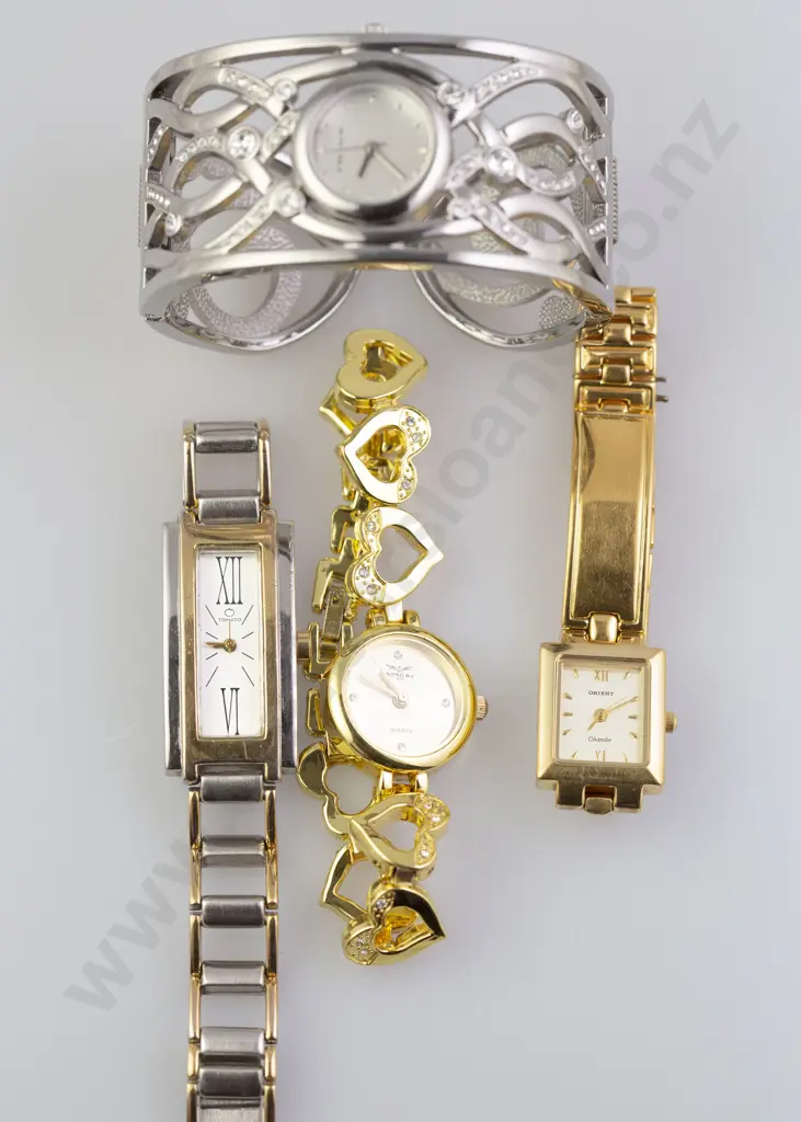 Minx Ladies Cuff Bracelet Wristwatch and three other dress watches Image 1++