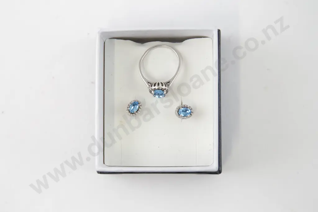 S/S Topaz Ring and matching earrings Image 1++